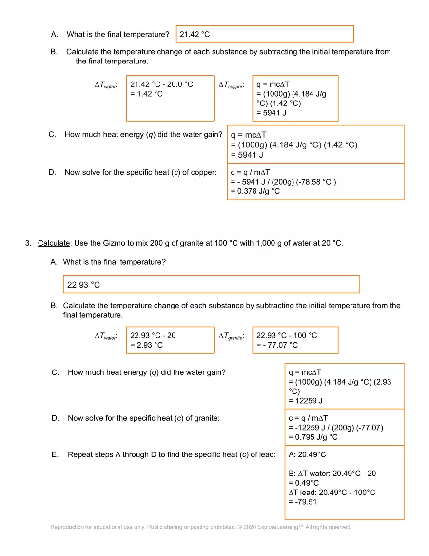 Student Exploration: Calorimetry Lab - Page 10