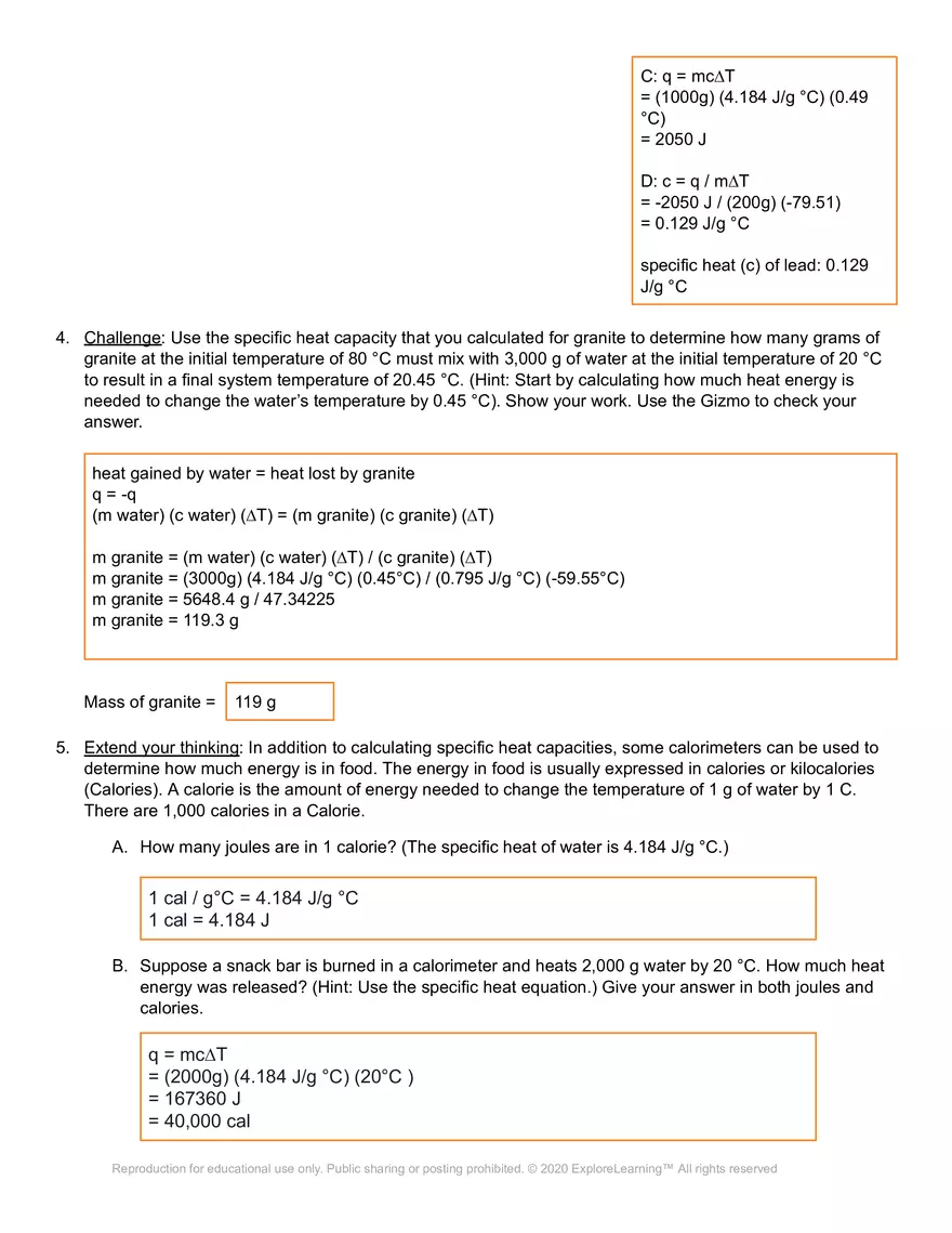 Student Exploration: Calorimetry Lab - Page 11