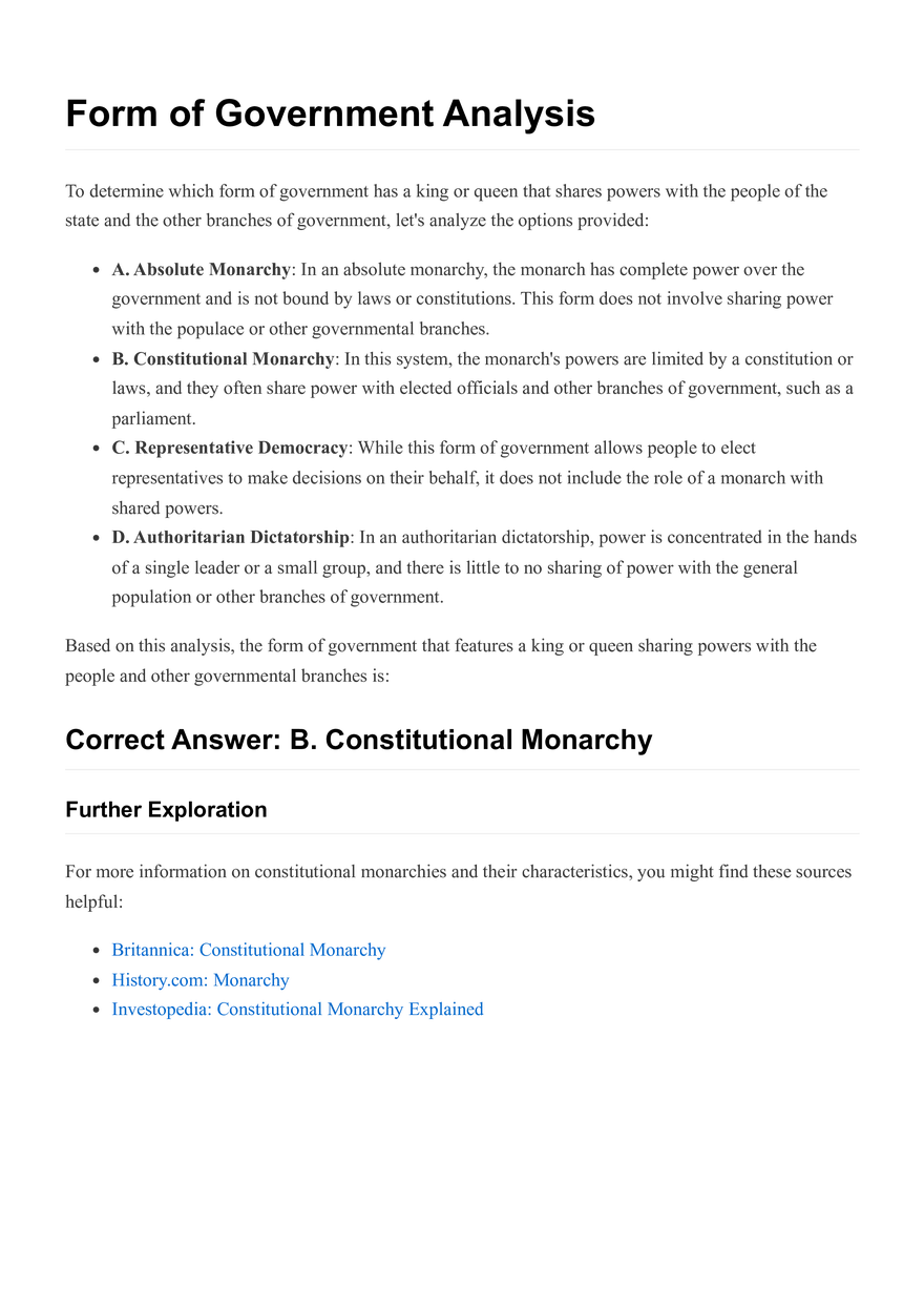 Form of Government Analysis - Page 1