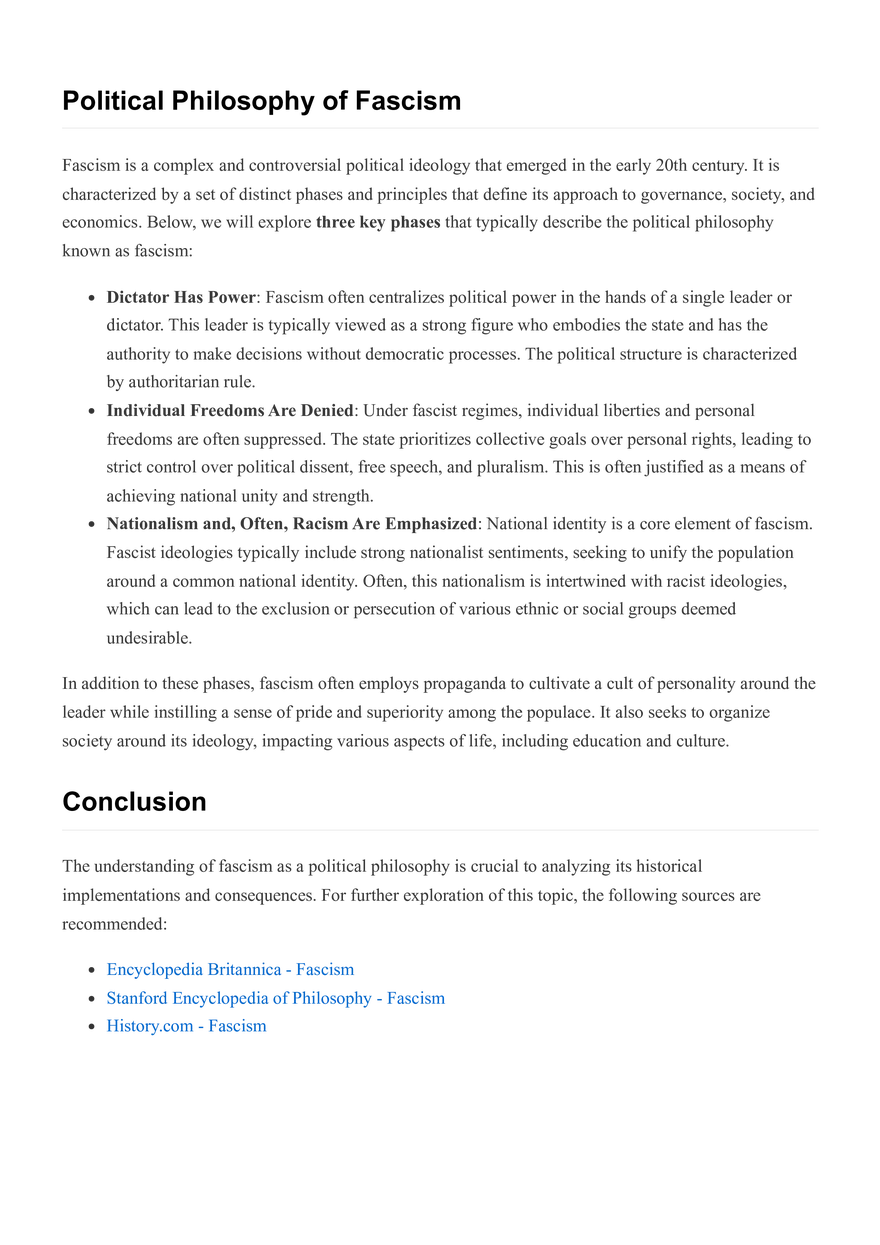 Political Philosophy of Fascism - Page 1