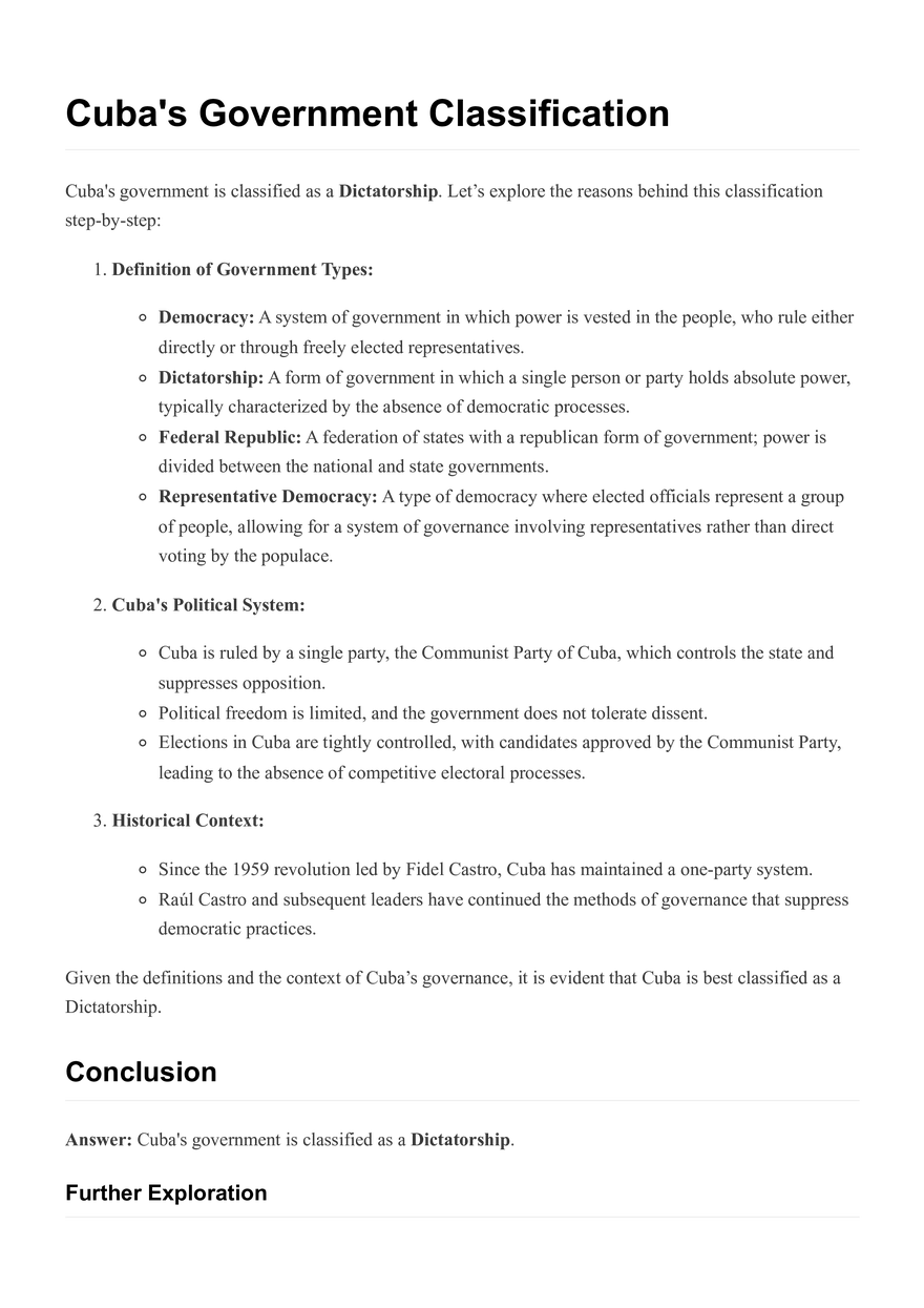 Cuba's Government Classification - Page 1