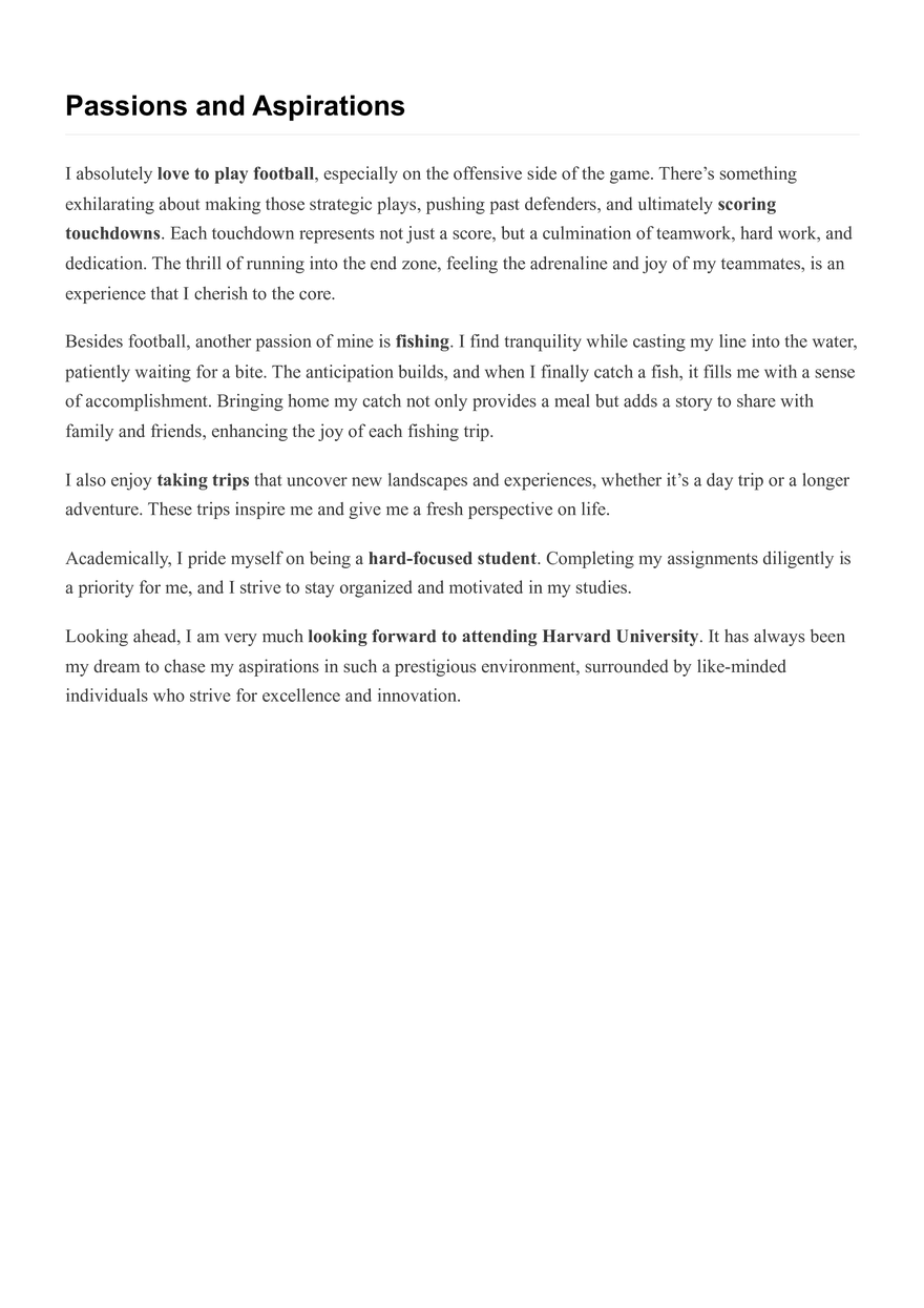 Passions and Aspirations Essay - Page 1