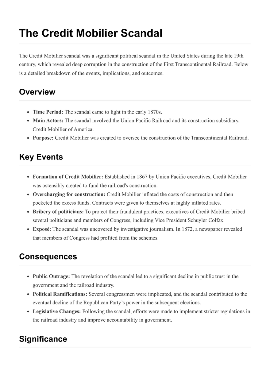 The Credit Mobilier Scandal - Page 1