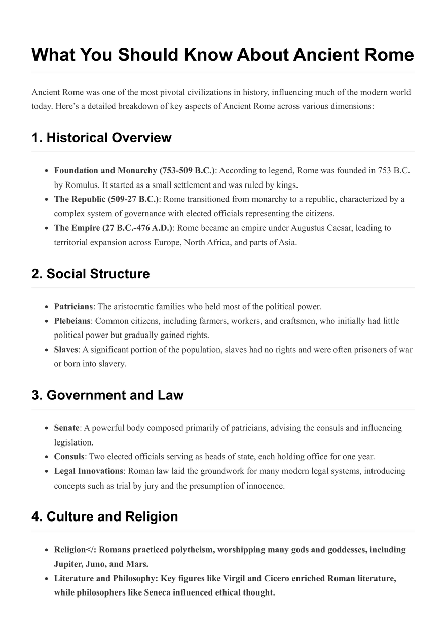 What You Should Know About Ancient Rome - Page 1