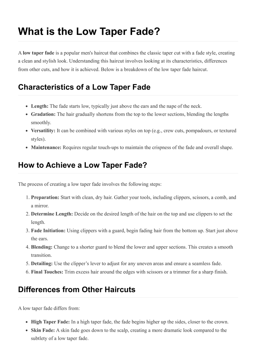 What is the Low Taper Fade? - Page 1
