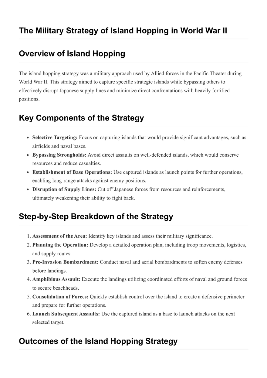 The Military Strategy of Island Hopping in World War II - Page 1