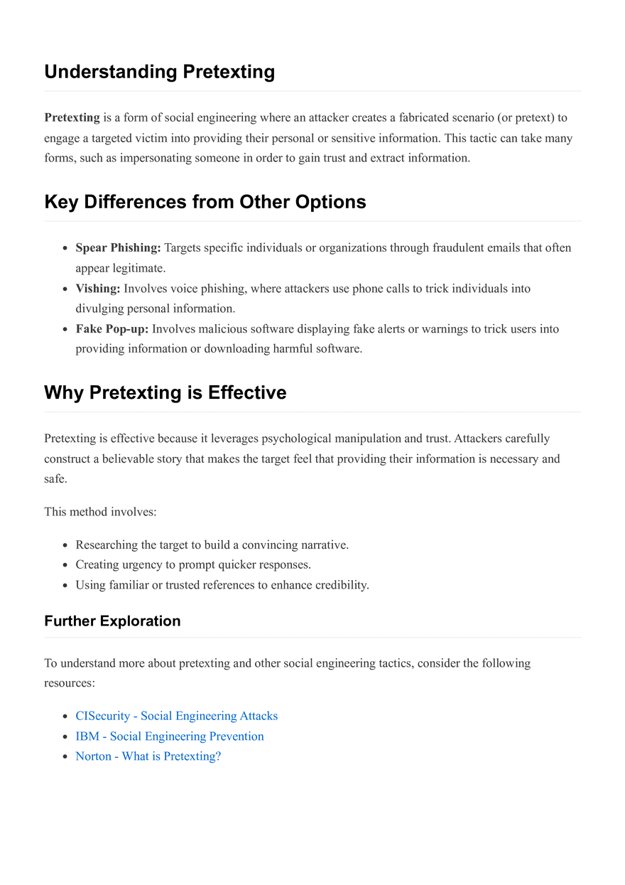 Understanding Pretexting - Page 1
