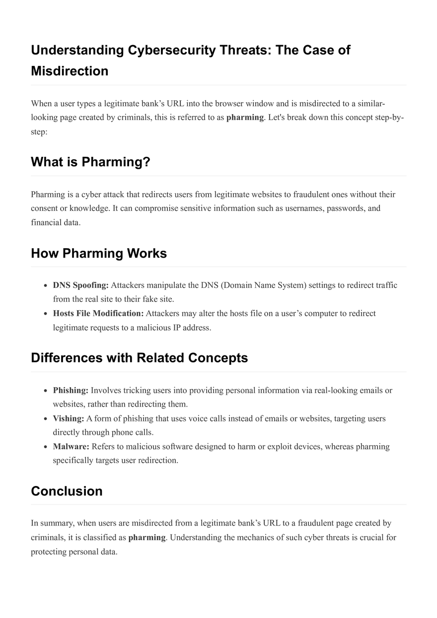Understanding Cybersecurity Threats: The Case of Misdirection - Page 1