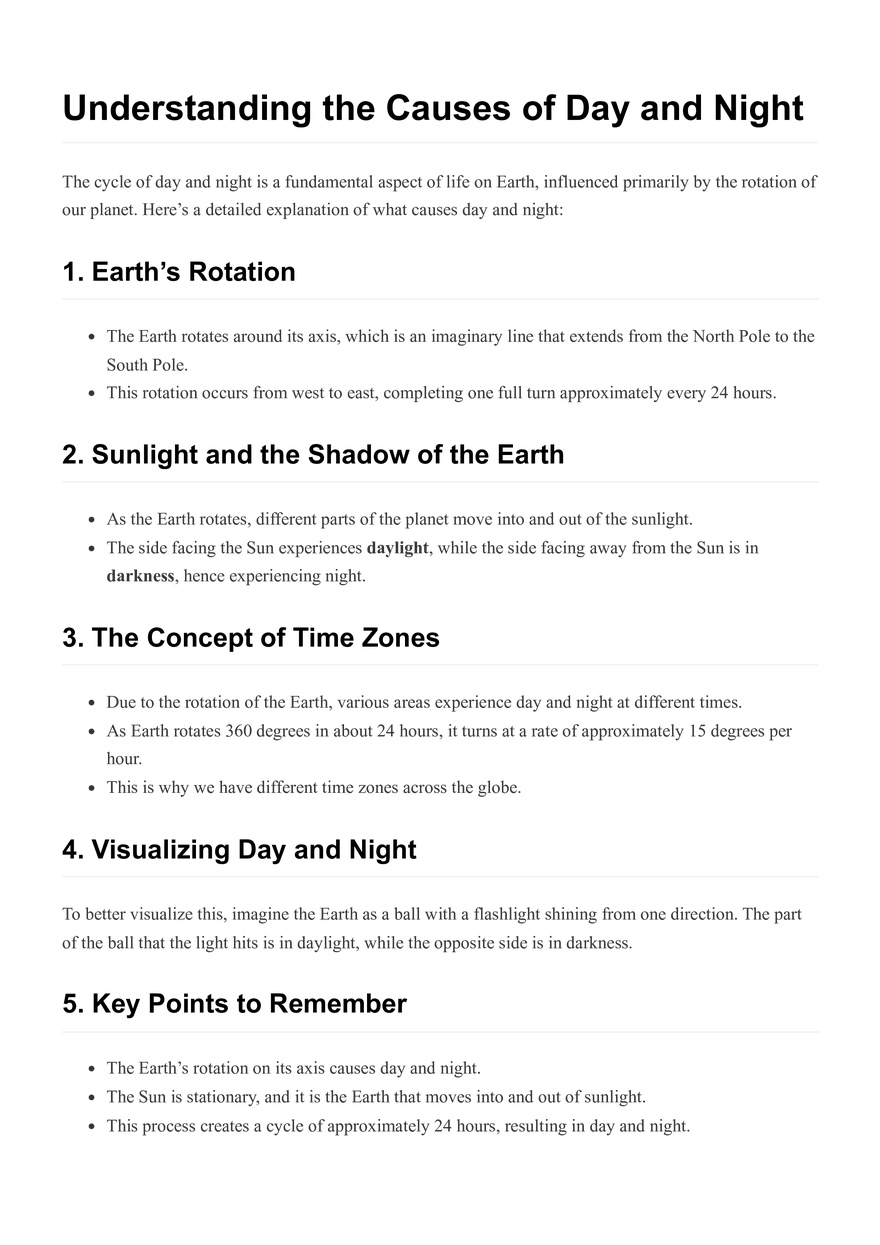 Understanding the Causes of Day and Night - Page 1