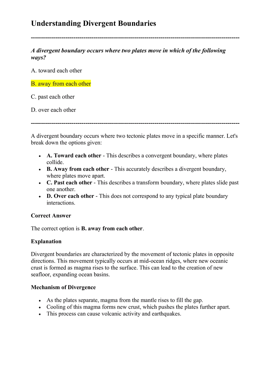 Understanding Divergent Boundaries - Page 1