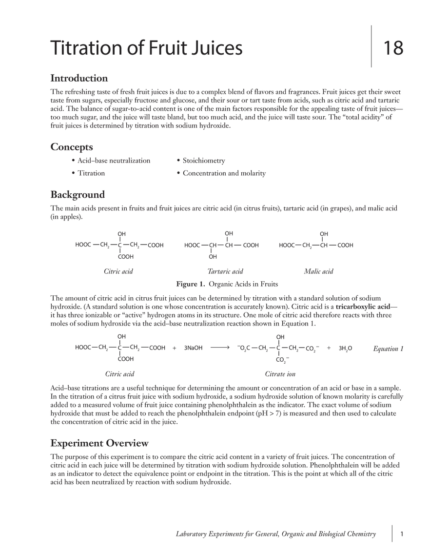 Titration of Fruit Juices - Page 1