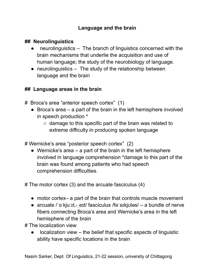 Language and the Brain - Page 1