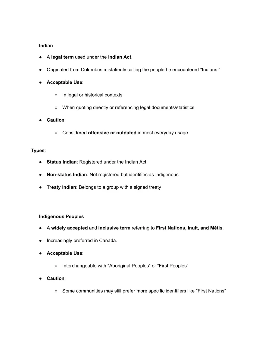 Pre-Class Preparation: Understanding Indigenous Terminology in Canada - Page 2