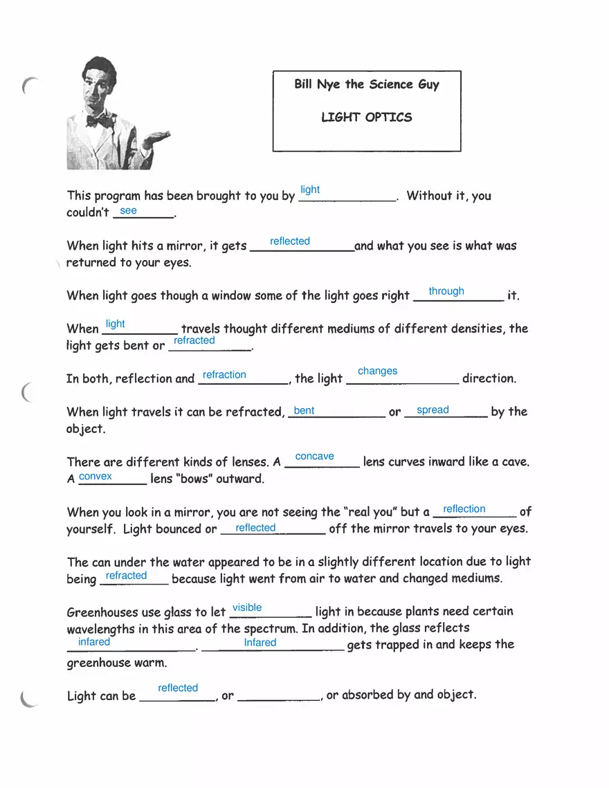 Bill Nye the Science Guy - Light Optics - Page 1