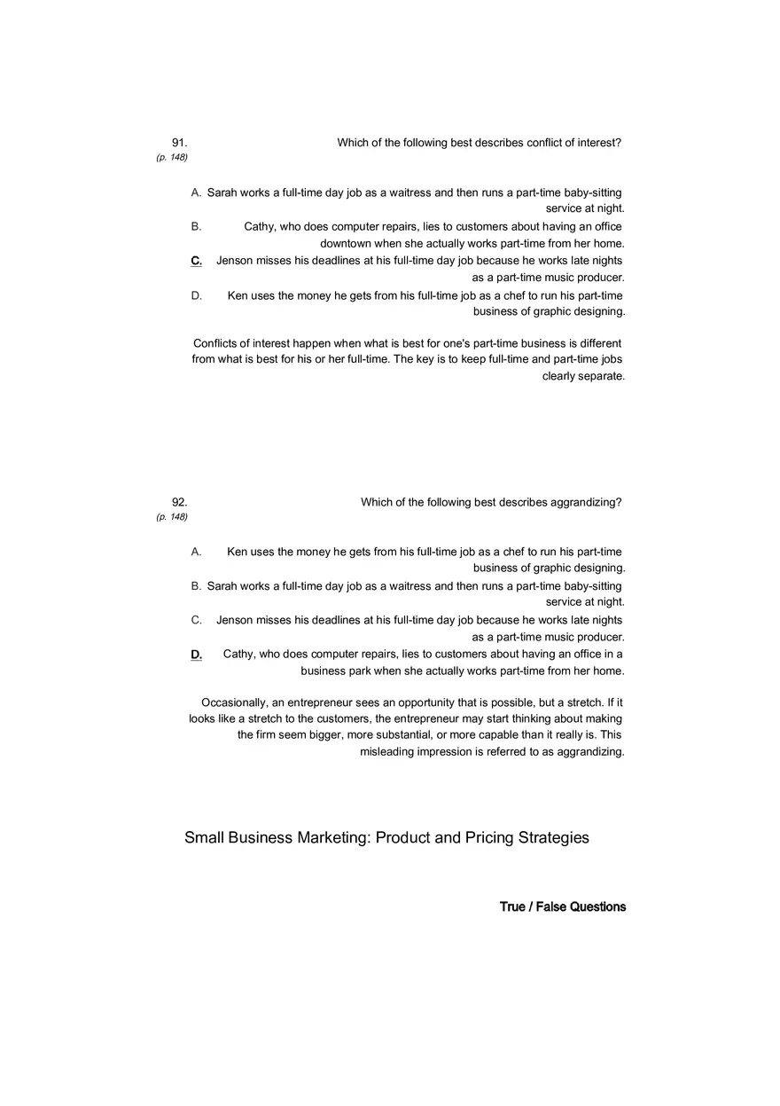 Small Business Its Opportunities and Rewards (Answer Key) Part 13 - Page 4