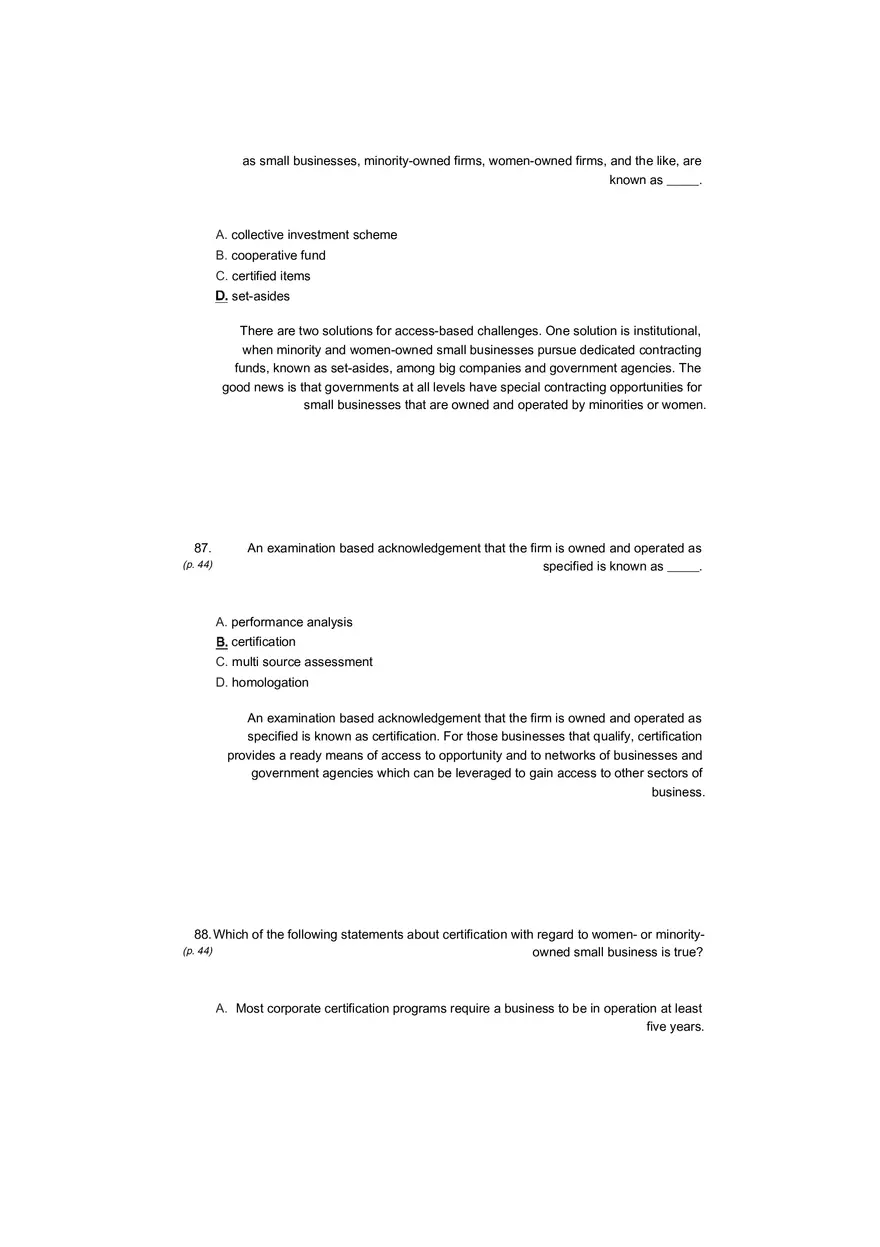 Small Business Its Opportunities and Rewards (Answer Key) Part 6 - Page 7