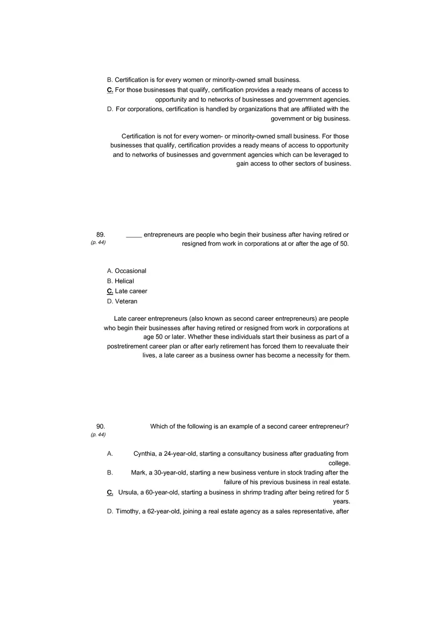 Small Business Its Opportunities and Rewards (Answer Key) Part 6 - Page 8