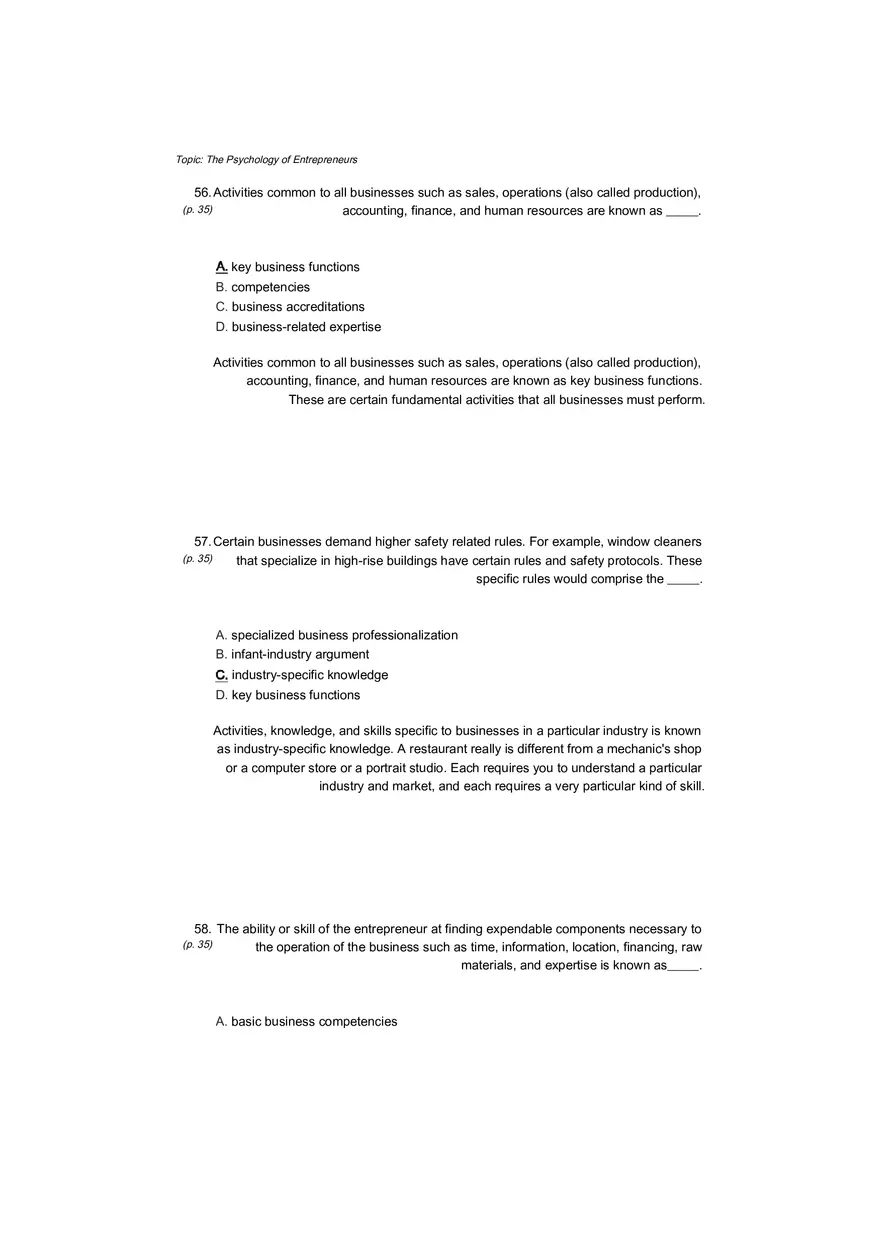 Small Business Its Opportunities and Rewards (Answer Key) Part 6 - Page 2