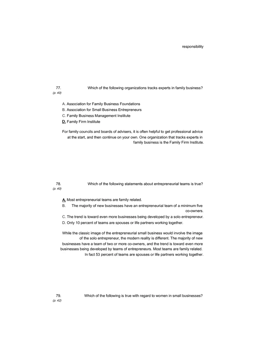 Small Business Its Opportunities and Rewards (Answer Key) Part 6 - Page 3