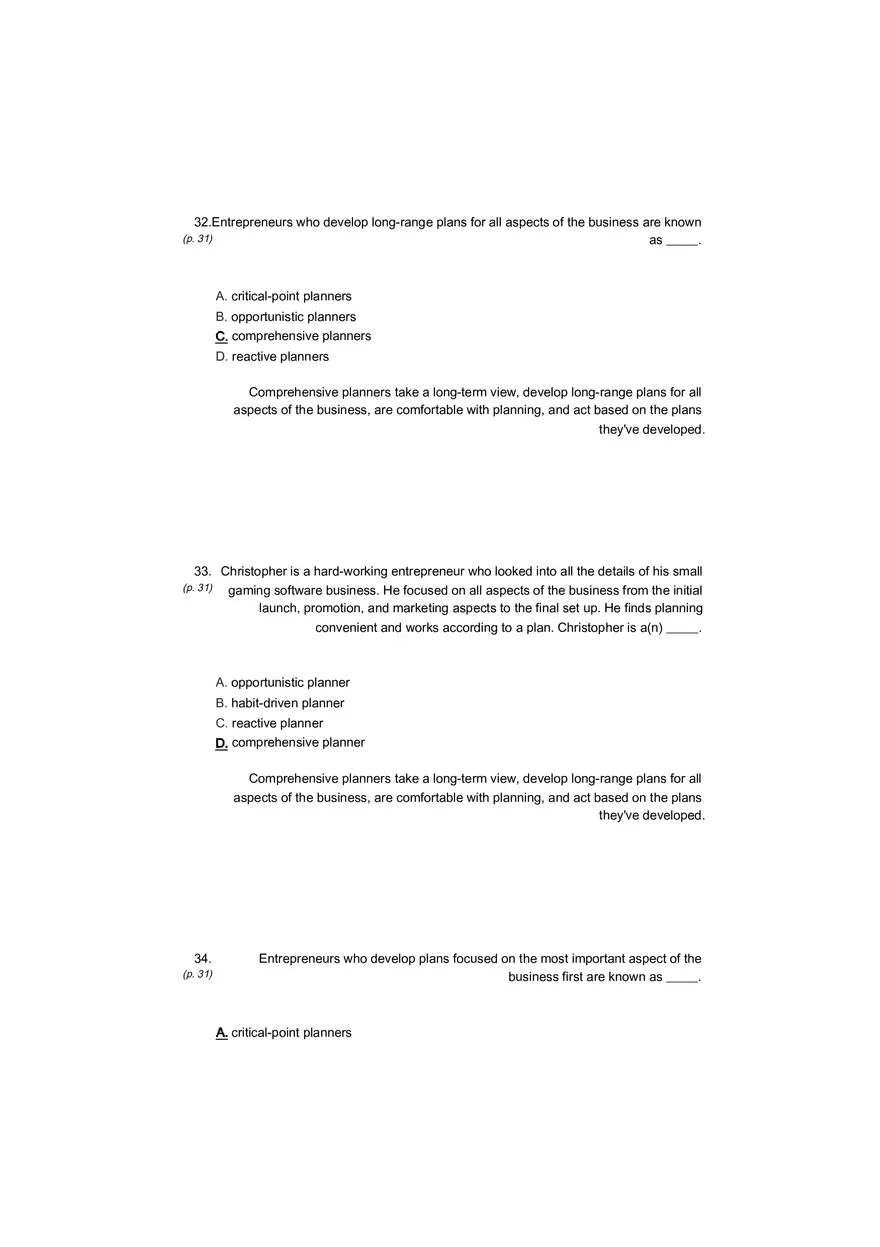 Small Business Its Opportunities and Rewards (Answer Key) Part 5 - Page 2