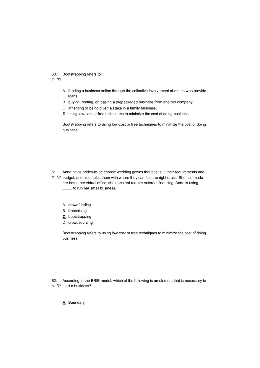 Small Business Its Opportunities and Rewards (Answer Key) Part 3 - Page 1