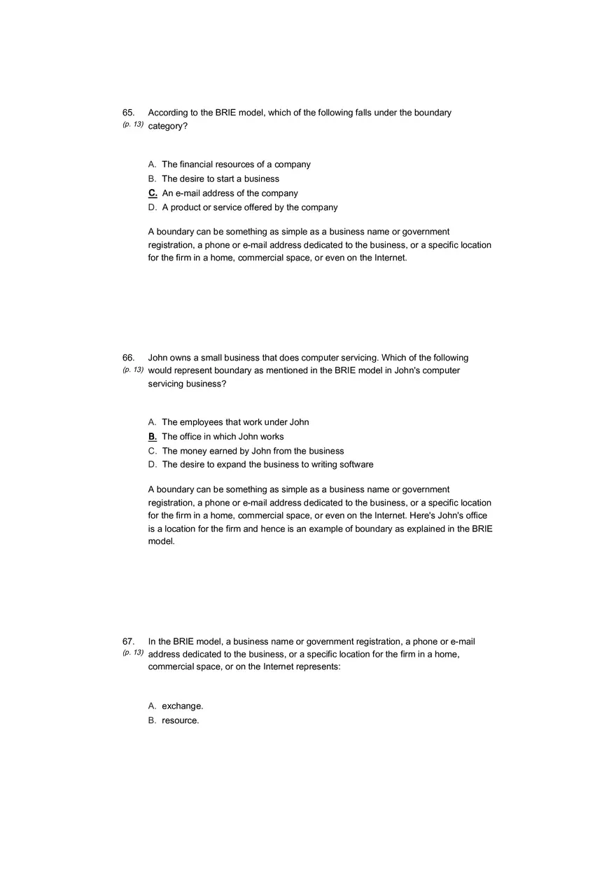 Small Business Its Opportunities and Rewards (Answer Key) Part 3 - Page 5