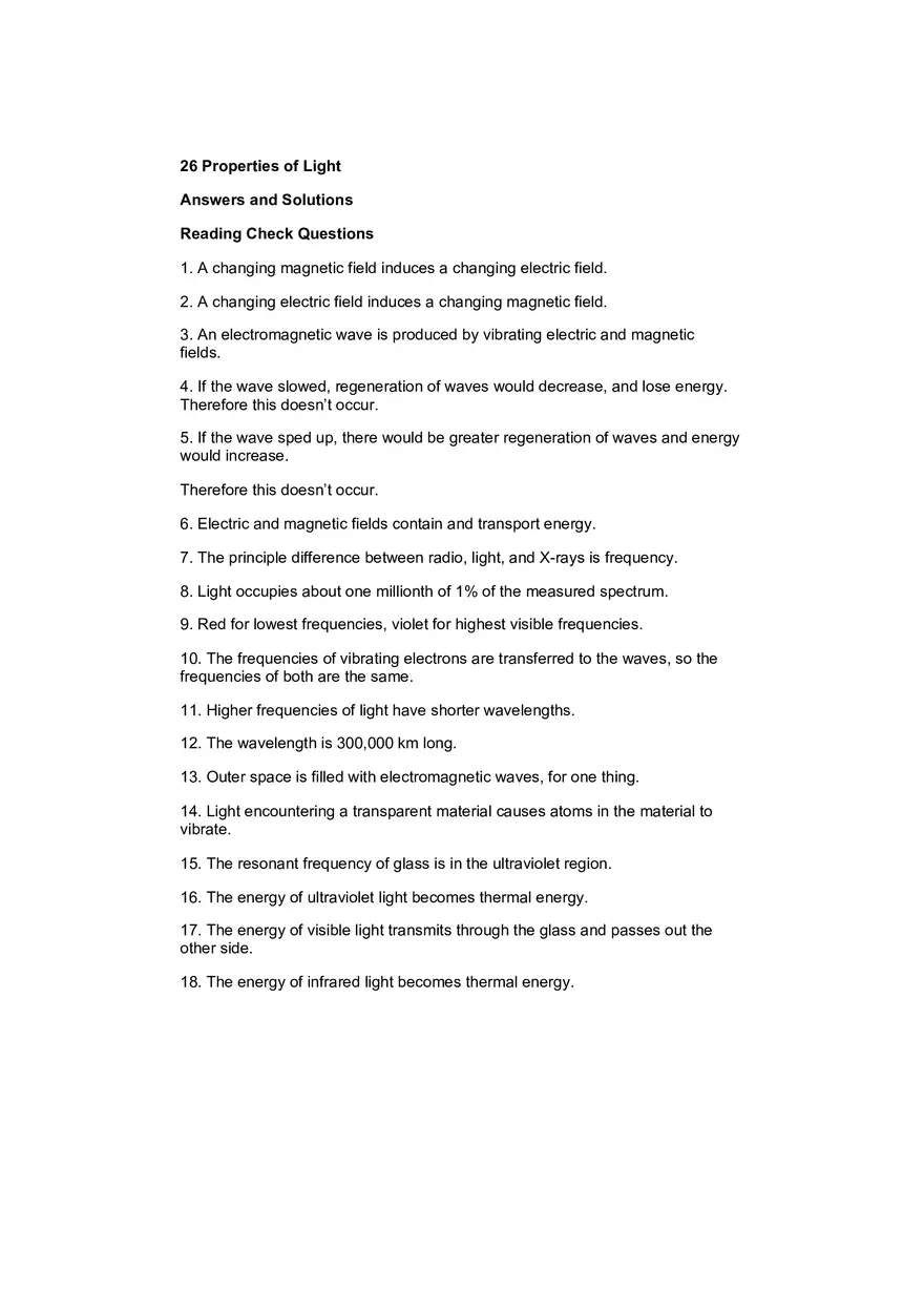 Properties of Light Solutions Lecture Notes - Page 1