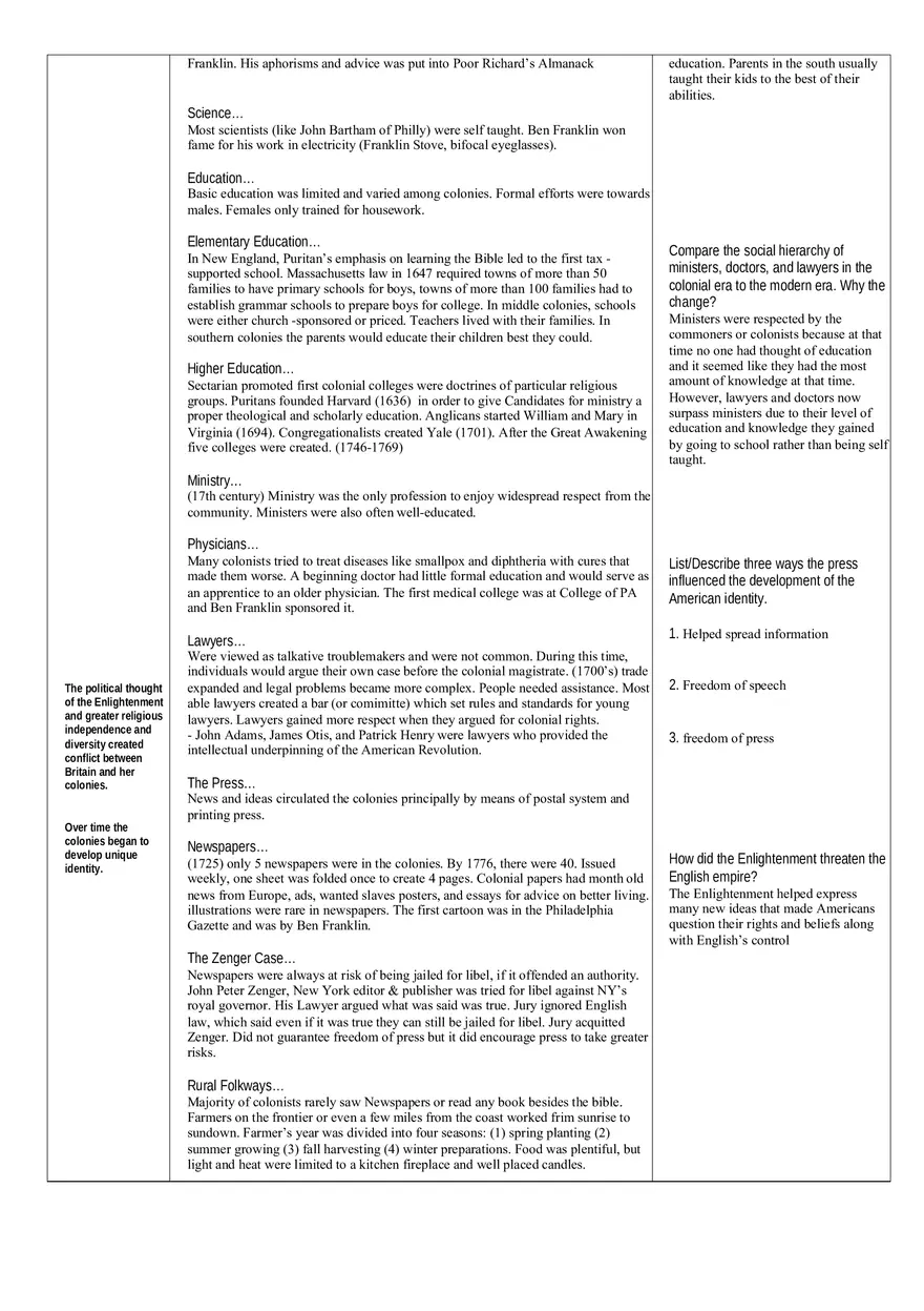 Colonial Society in the 18th Century Guided Reading - Page 5