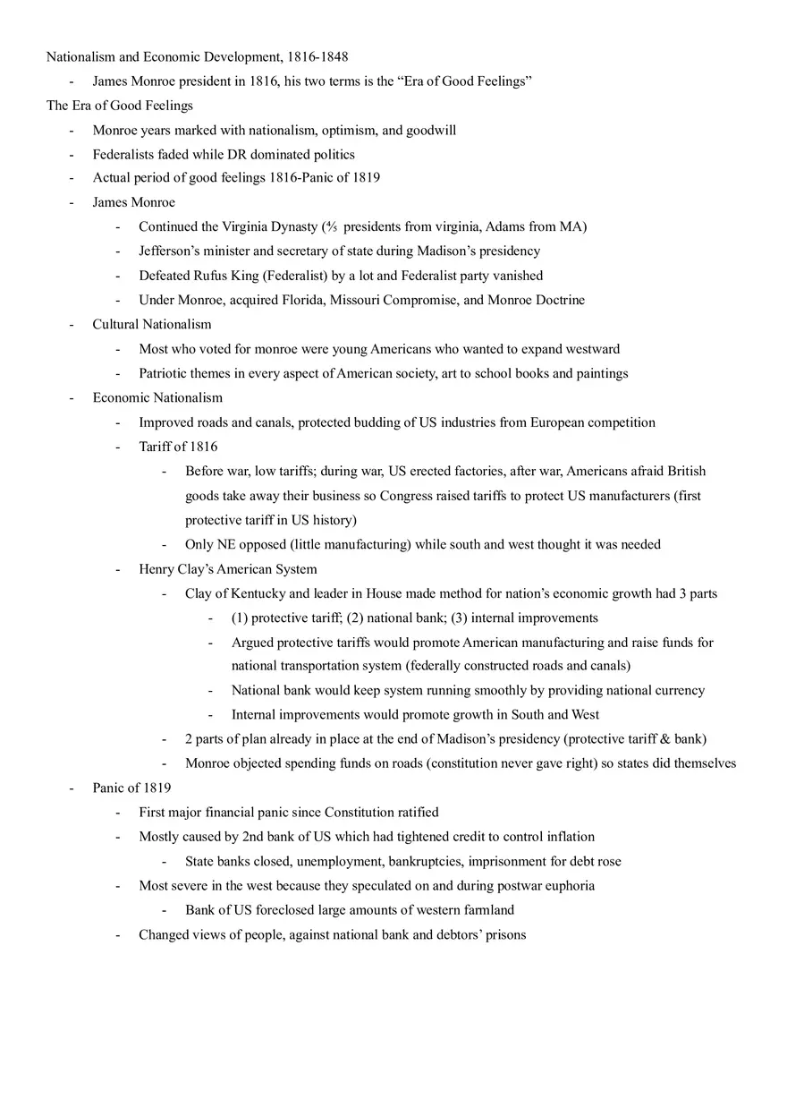 Nationalism and Economic Development, 1816-1848 Notes - Page 1