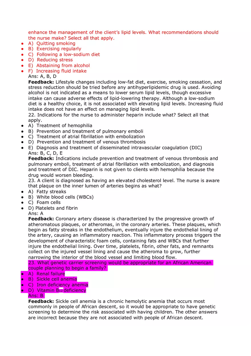 Nursing Practice and Pharmacological Safety Answer Key Part 2 - Page 7