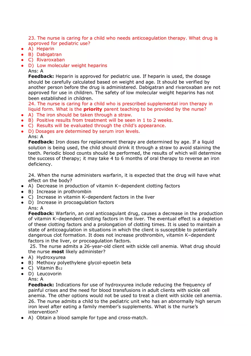 Nursing Practice and Pharmacological Safety Answer Key Part 2 - Page 8