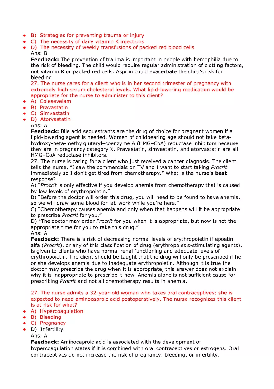 Nursing Practice and Pharmacological Safety Answer Key Part 2 - Page 10