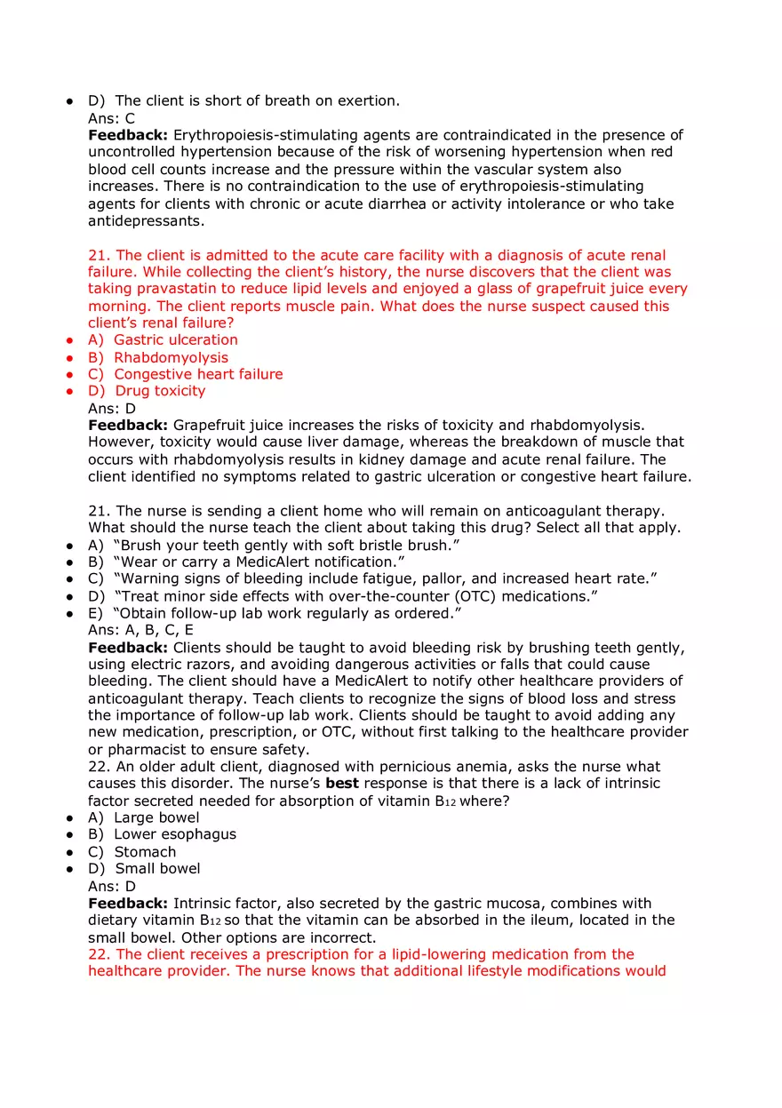 Nursing Practice and Pharmacological Safety Answer Key Part 2 - Page 6