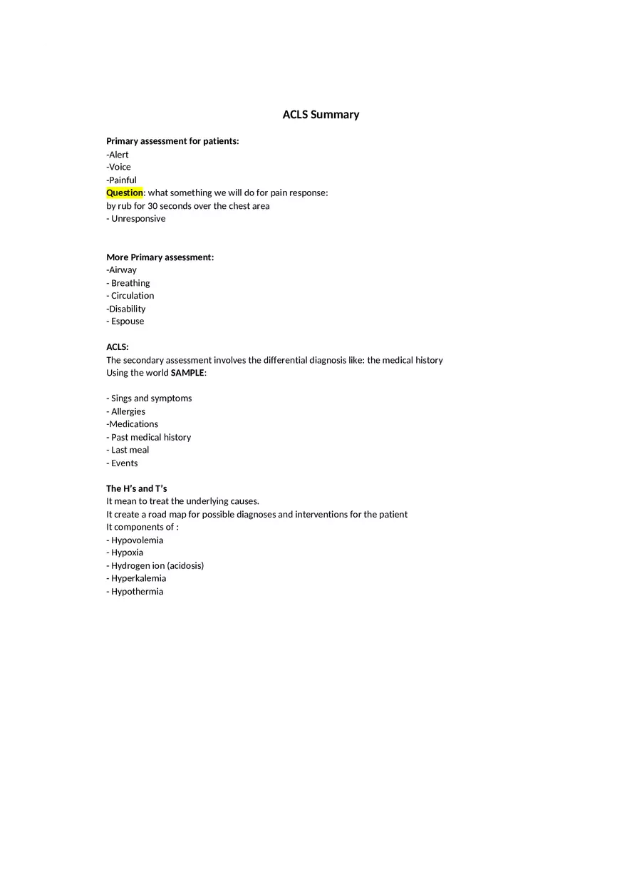 ACLS Summary - Page 1