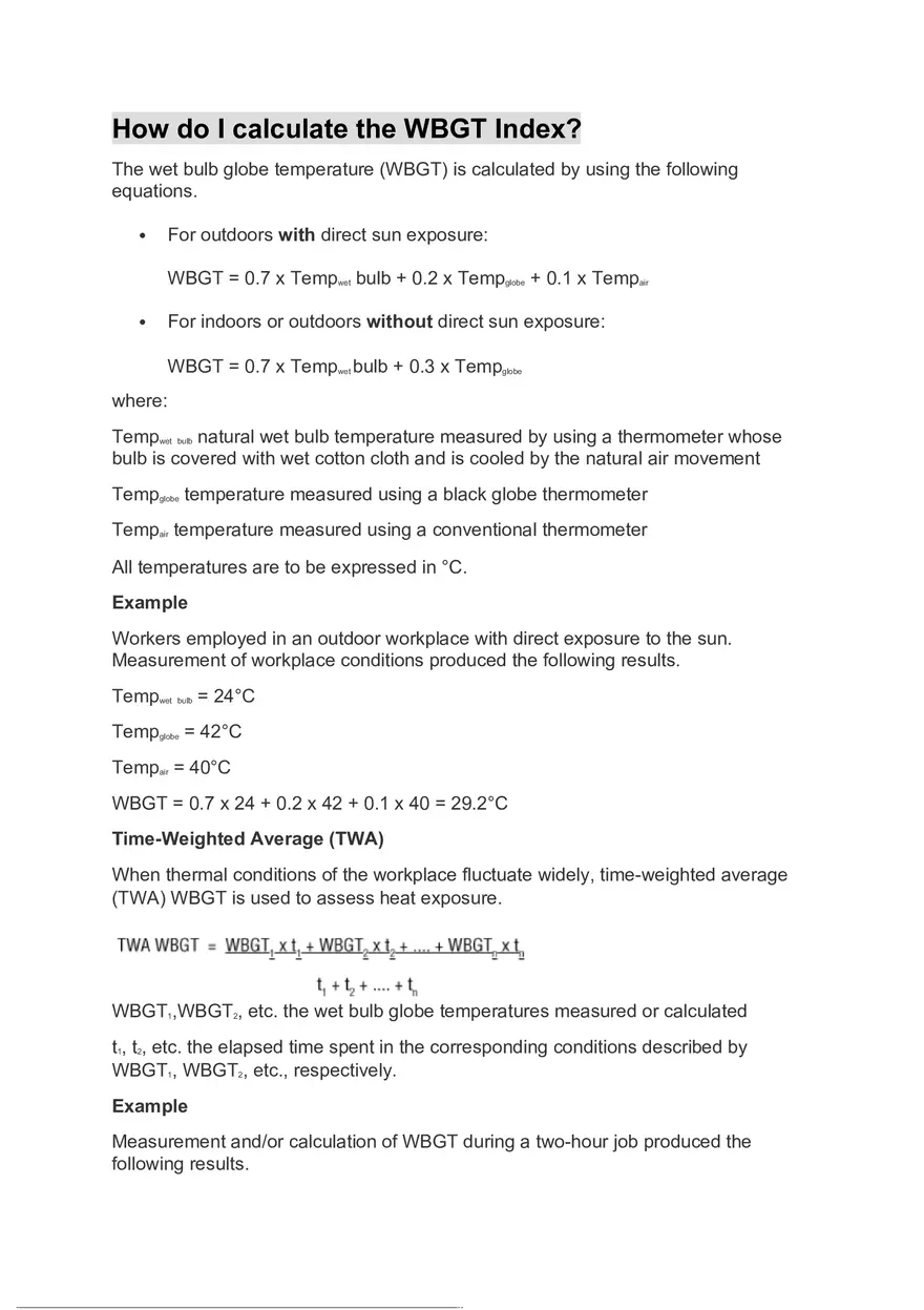 Calculate the WBGT Index - Page 1