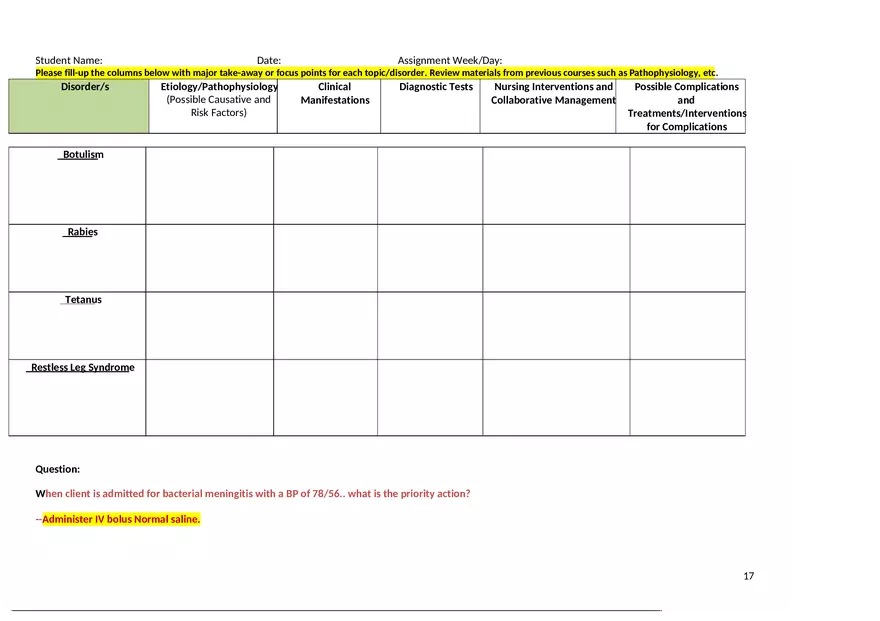 Intracranial and Other Neurologic Disorders - Worksheet Study Guide - Page 9