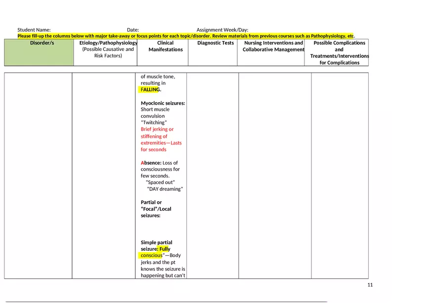 Intracranial and Other Neurologic Disorders - Worksheet Study Guide - Page 3