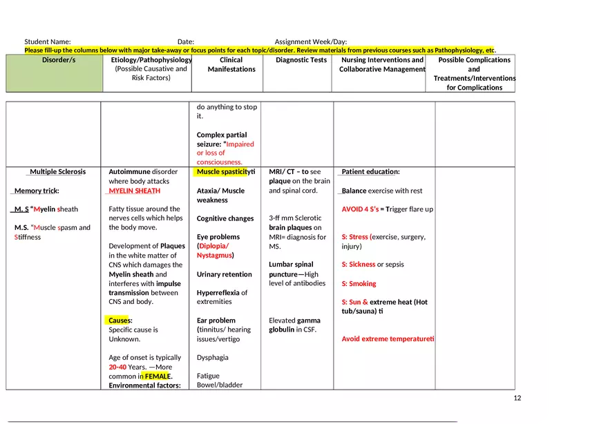 Intracranial and Other Neurologic Disorders - Worksheet Study Guide - Page 4