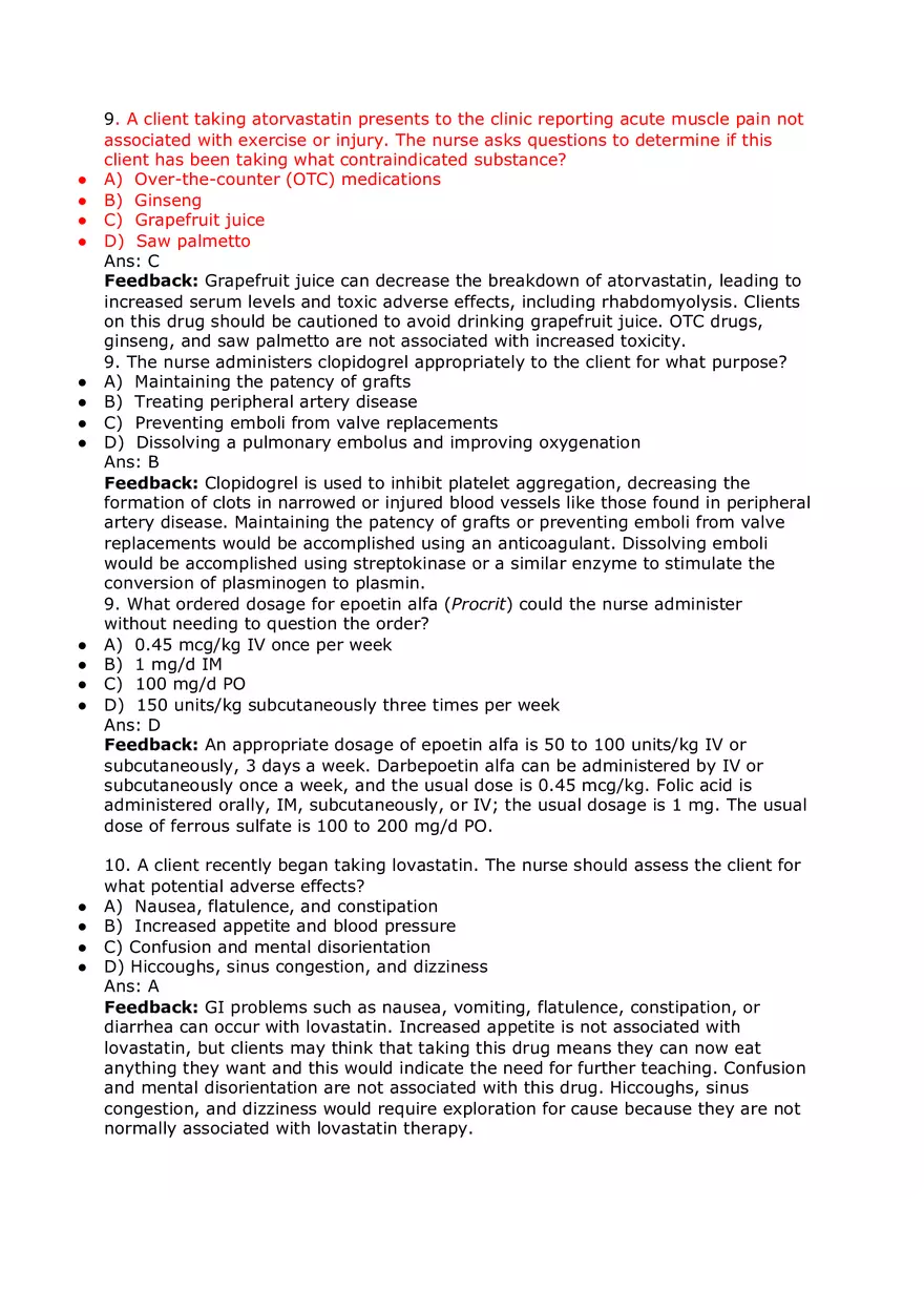 Nursing Practice and Pharmacological Safety Answer Key Part 1 - Page 7
