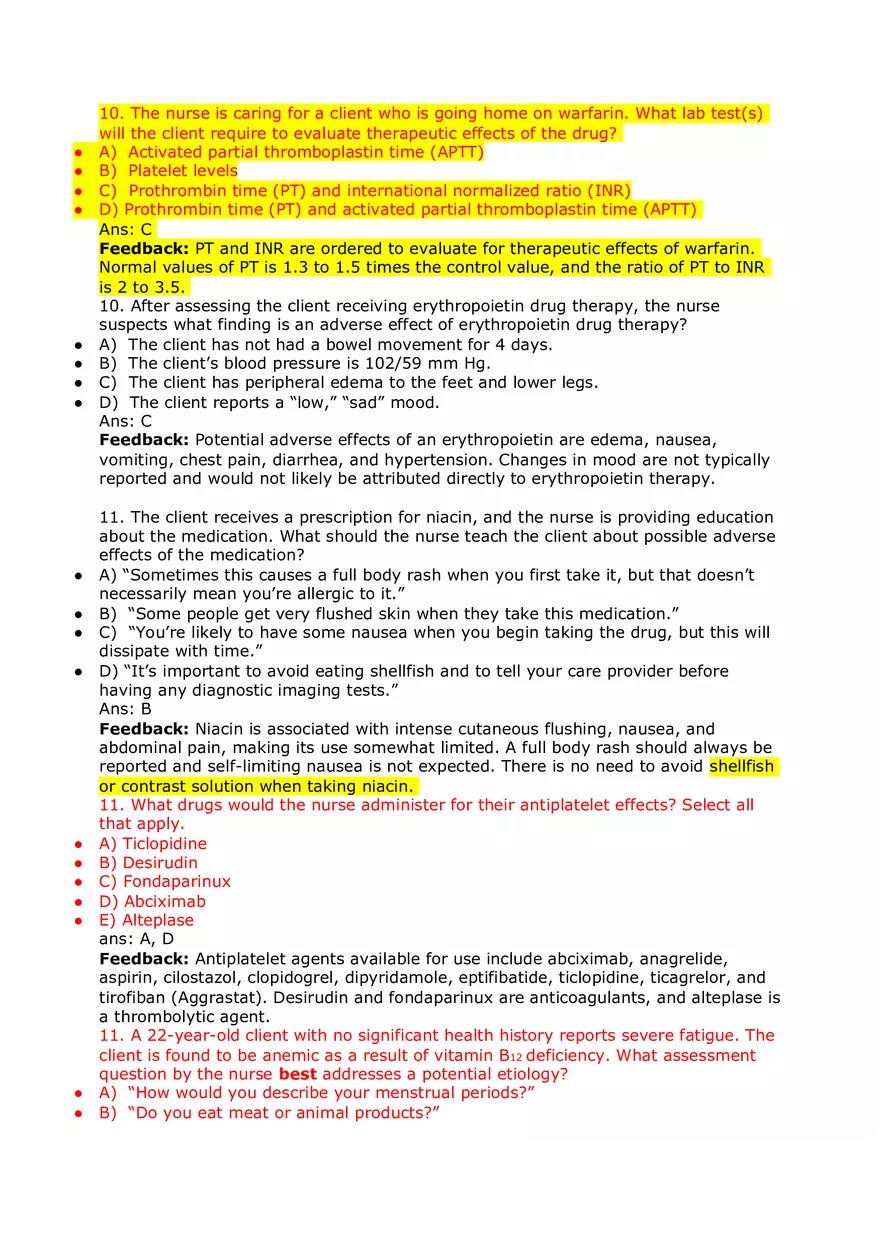 Nursing Practice and Pharmacological Safety Answer Key Part 1 - Page 8