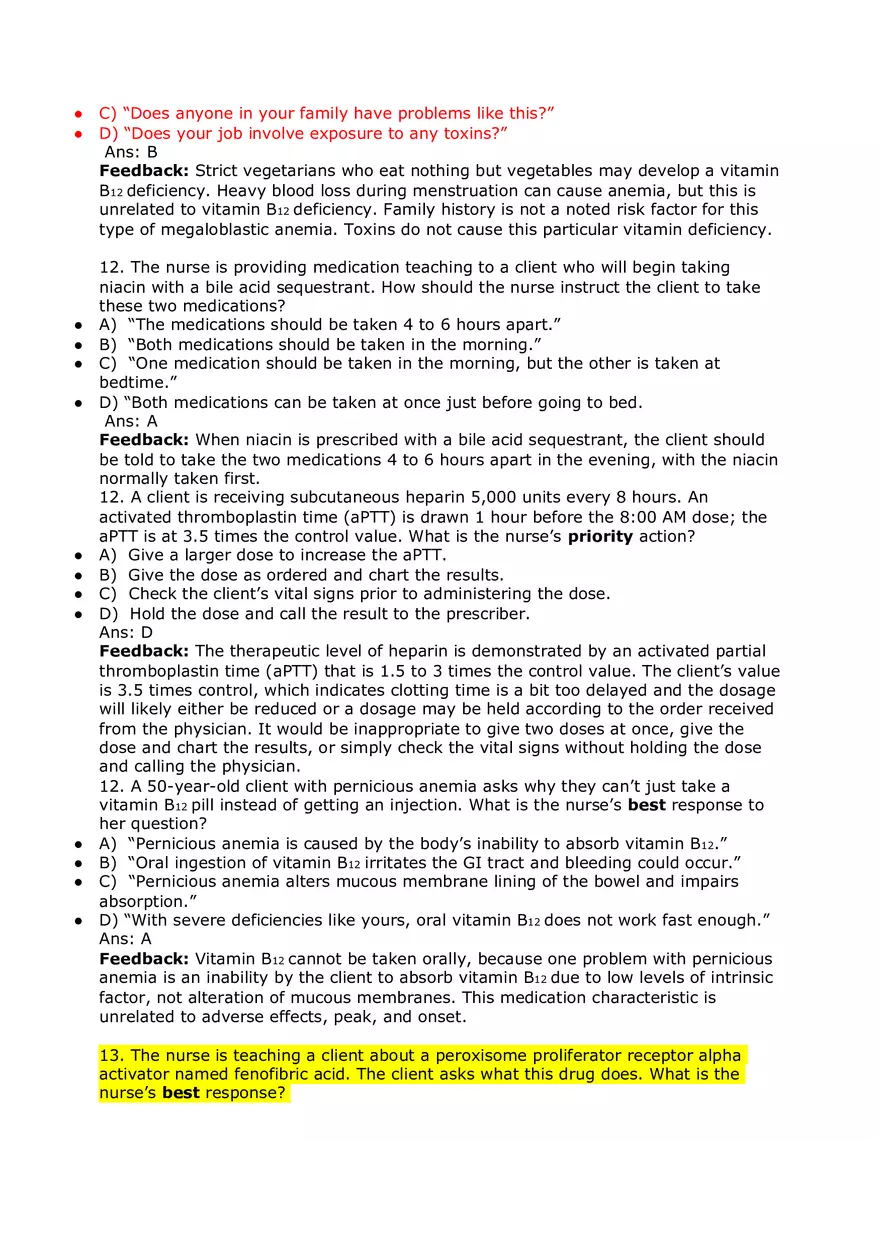 Nursing Practice and Pharmacological Safety Answer Key Part 1 - Page 9