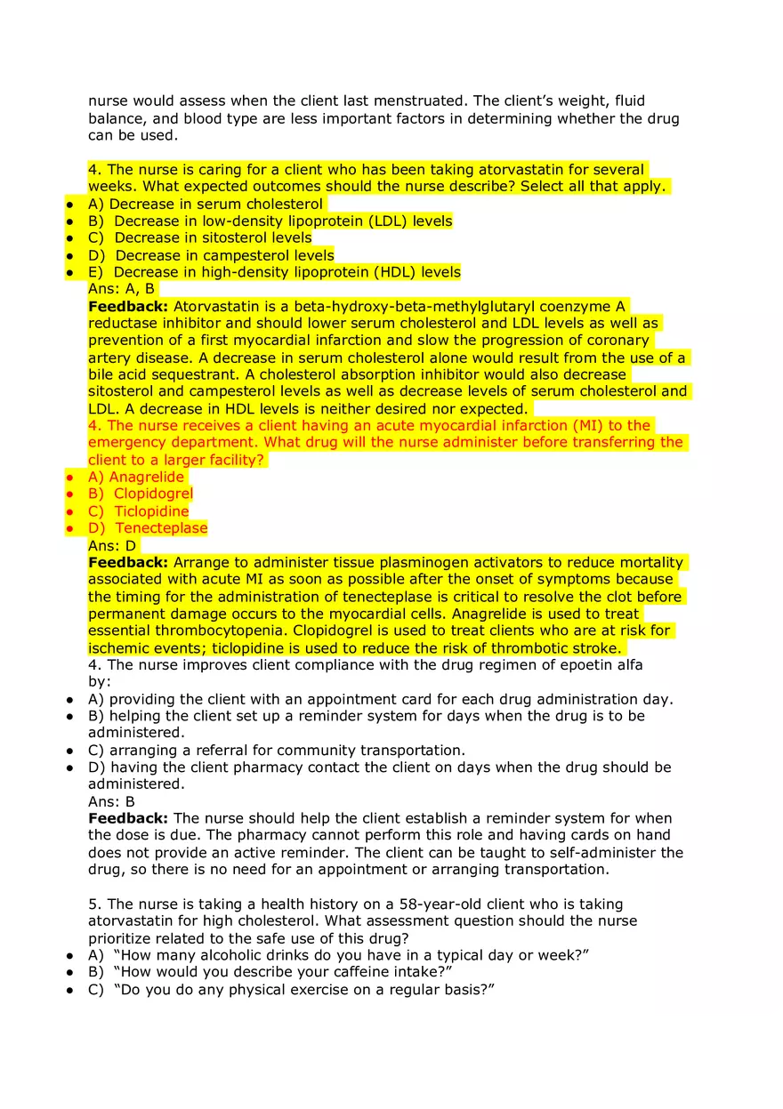 Nursing Practice and Pharmacological Safety Answer Key Part 1 - Page 3