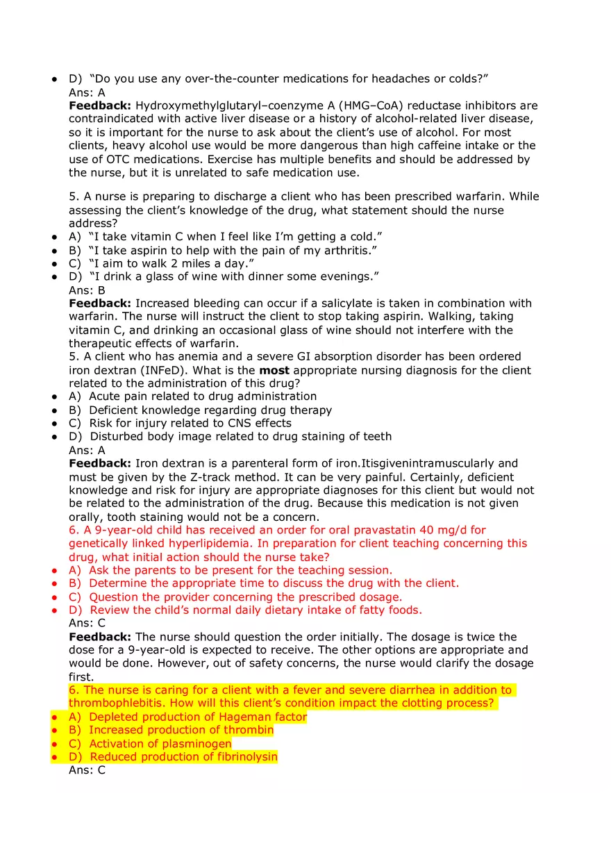 Nursing Practice and Pharmacological Safety Answer Key Part 1 - Page 4