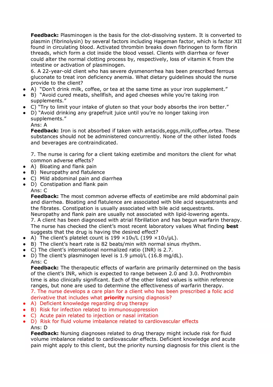 Nursing Practice and Pharmacological Safety Answer Key Part 1 - Page 5