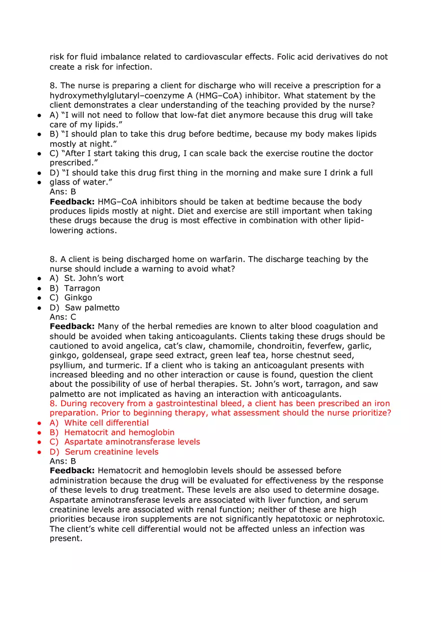 Nursing Practice and Pharmacological Safety Answer Key Part 1 - Page 6