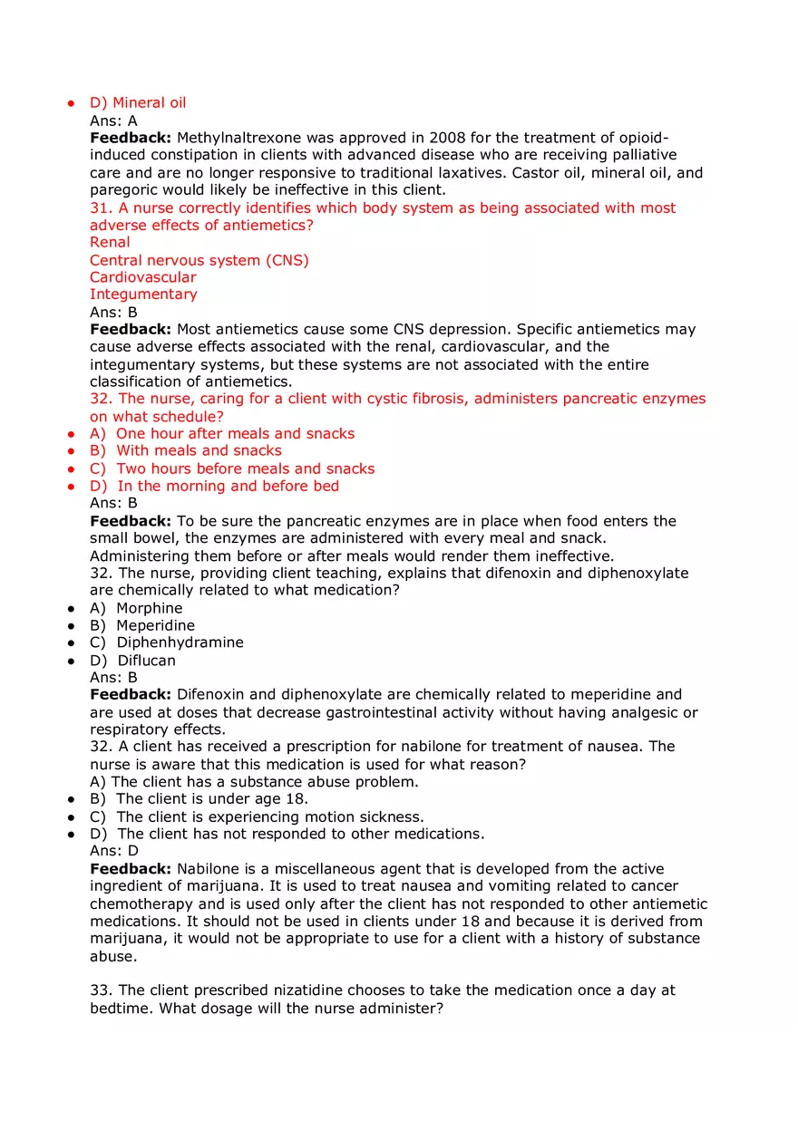 Nursing Practice and Pharmacological Safety Answer Key Part 5 - Page 7