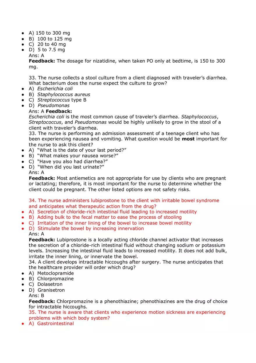 Nursing Practice and Pharmacological Safety Answer Key Part 5 - Page 8