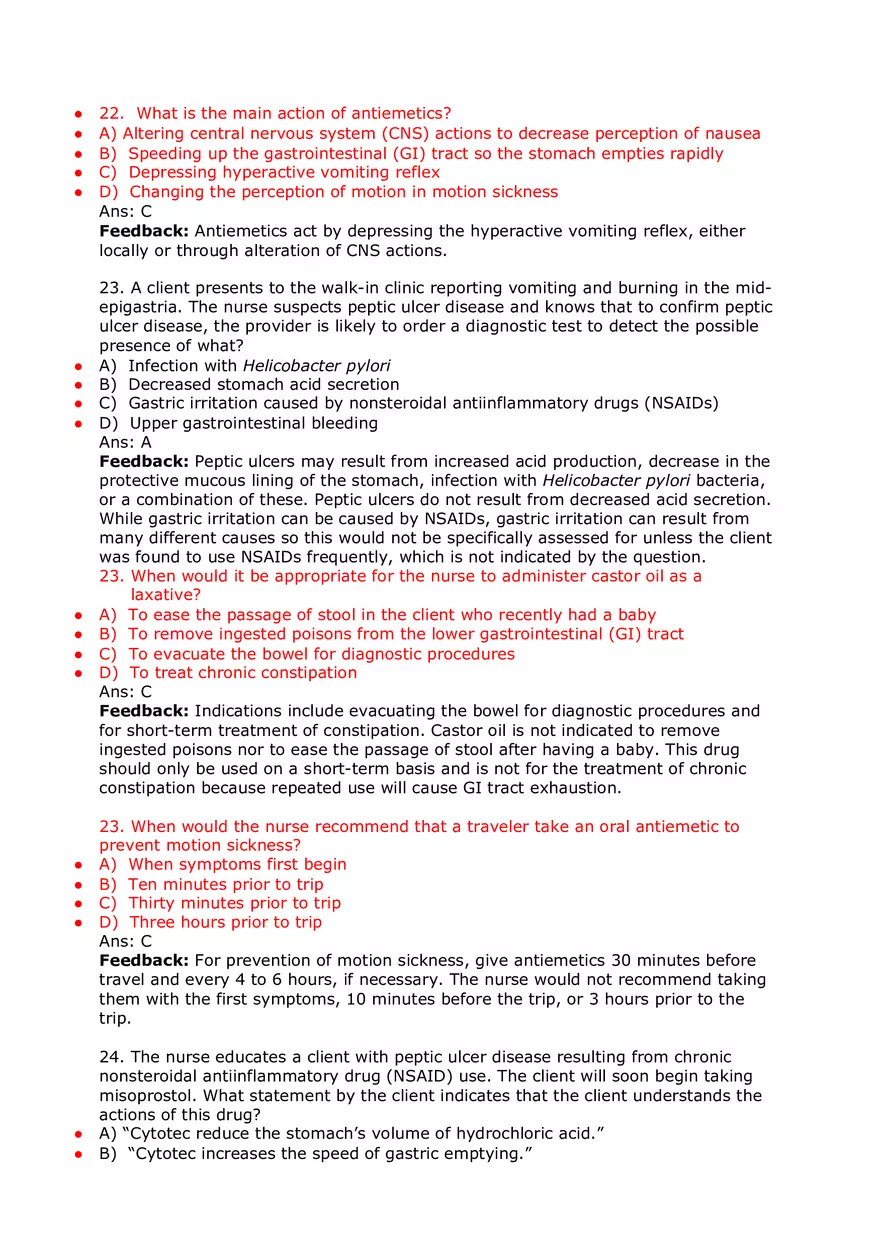 Nursing Practice and Pharmacological Safety Answer Key Part 5 - Page 1