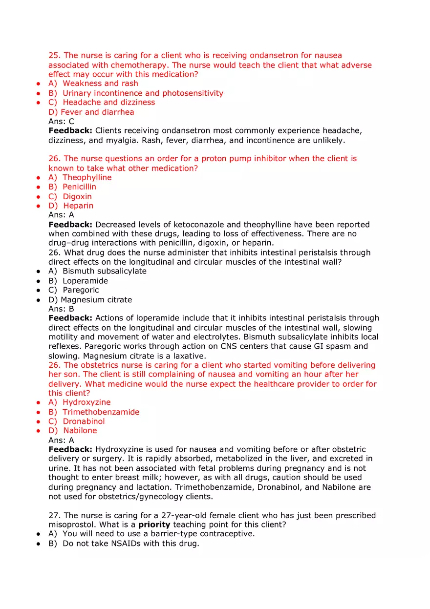 Nursing Practice and Pharmacological Safety Answer Key Part 5 - Page 3