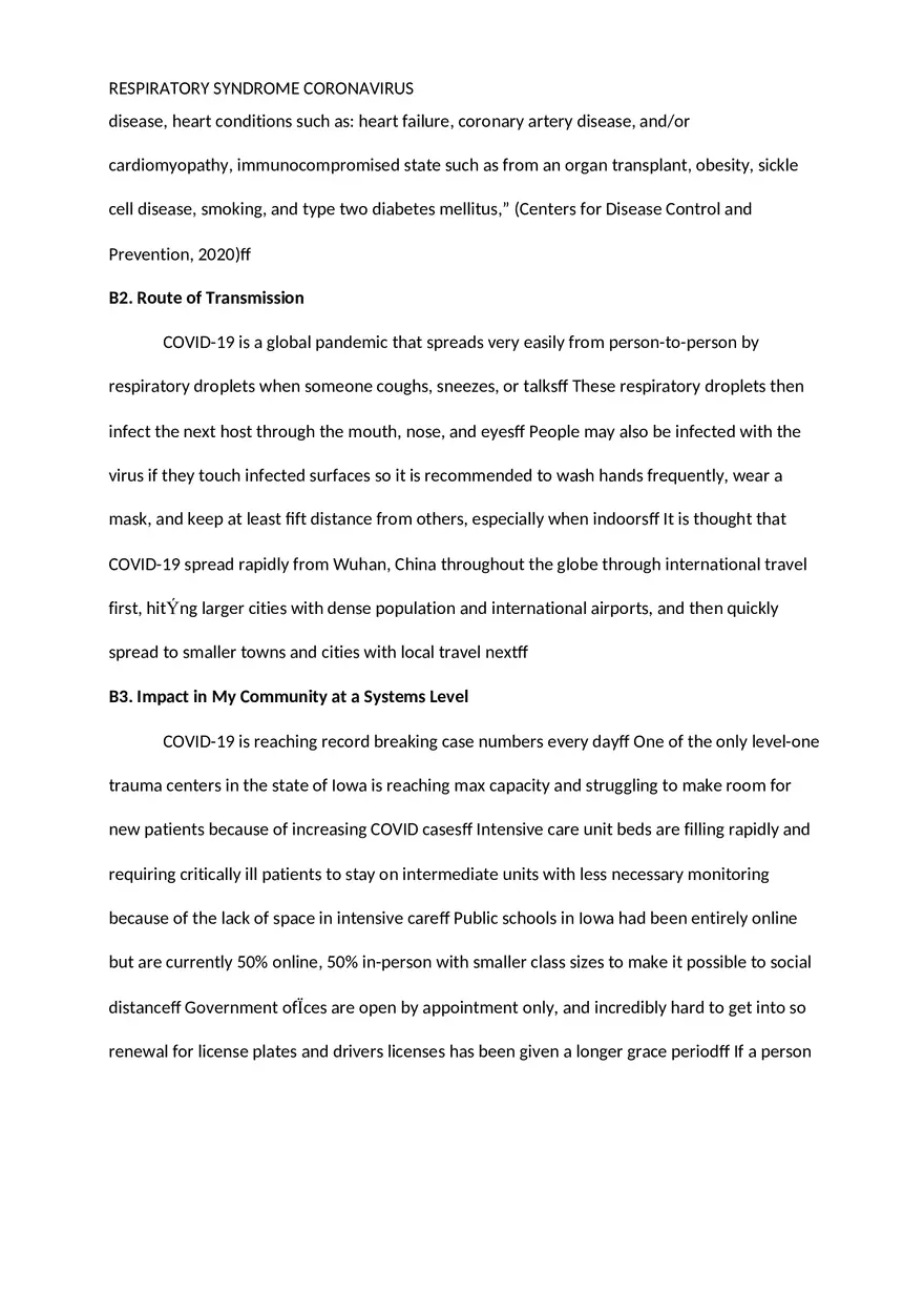 Respiratory Syndrome Coronavirus Task 2 - Page 2